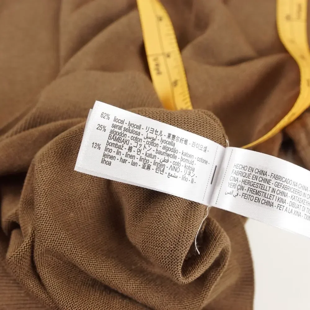 NWT Zara Cotton Linen Lyocell Soft Brown Knit Short Sleeve Polo Mens Sz L - Picture 6 of 7